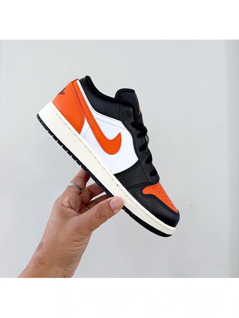 Nike Air Jordan 1 low Starfish Black Orange  White Sneakers 6Y/ 7.5 Women